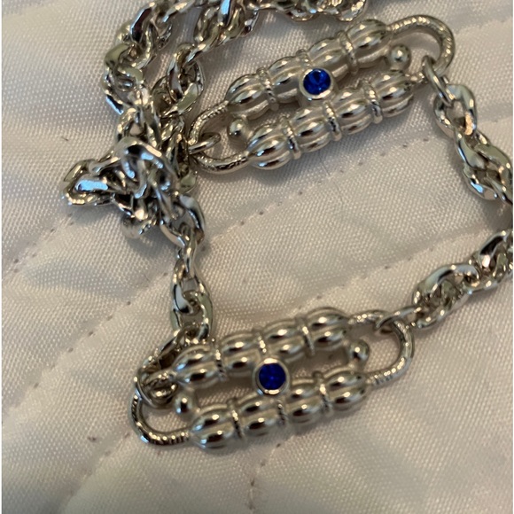 Camrose & Kross Jewelry - Camrose & Kross Jackie Kennedy Paperclip Necklace Silver, Sapphire. Never worn.